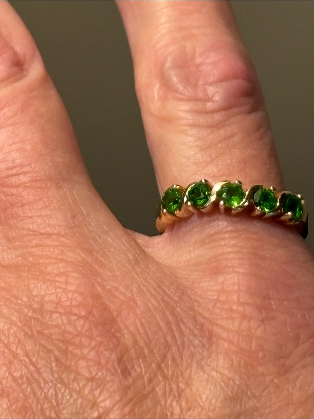 14K Gold and Chrome Diopside Ring